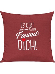 Sofa Kissen, es gibt nur einen besten Freund: DICH, Kuschelkissen Couch Deko, Farbe rot
