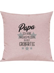 Sofa Kissen, Papa ich habe nachgemessen du bist Großartig, Kuschelkissen Couch Deko, Farbe rosa