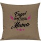 Sofa Kissen, Engel ohne Flügel nennt man Mama, Kuschelkissen Couch Deko, Farbe hellbraun
