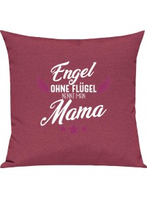 Sofa Kissen, Engel ohne Flügel nennt man Mama, Kuschelkissen Couch Deko, Farbe pink