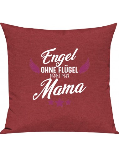 Sofa Kissen, Engel ohne Flügel nennt man Mama, Kuschelkissen Couch Deko, Farbe rot