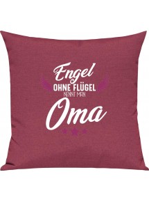Sofa Kissen, Engel ohne Flügel nennt man Oma, Kuschelkissen Couch Deko, Farbe pink
