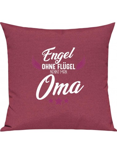 Sofa Kissen, Engel ohne Flügel nennt man Oma, Kuschelkissen Couch Deko, Farbe pink
