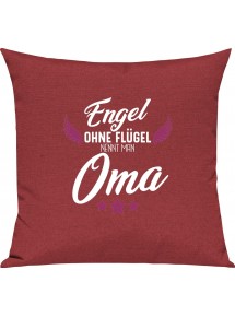 Sofa Kissen, Engel ohne Flügel nennt man Oma, Kuschelkissen Couch Deko, Farbe rot