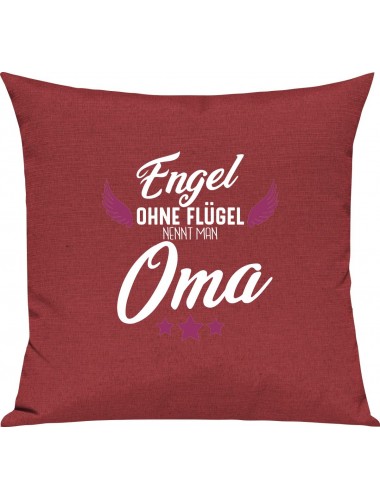 Sofa Kissen, Engel ohne Flügel nennt man Oma, Kuschelkissen Couch Deko, Farbe rot
