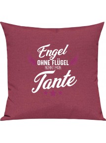 Sofa Kissen, Engel ohne Flügel nennt man Tante, Kuschelkissen Couch Deko, Farbe pink