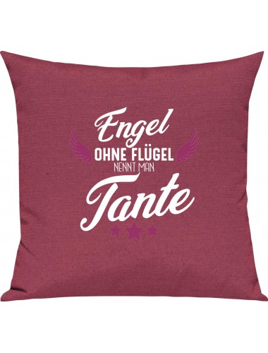Sofa Kissen, Engel ohne Flügel nennt man Tante, Kuschelkissen Couch Deko, Farbe pink