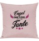 Sofa Kissen, Engel ohne Flügel nennt man Tante, Kuschelkissen Couch Deko, Farbe rosa
