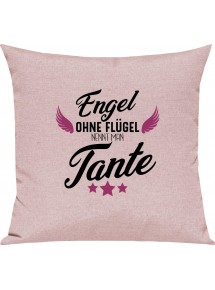 Sofa Kissen, Engel ohne Flügel nennt man Tante, Kuschelkissen Couch Deko, Farbe rosa