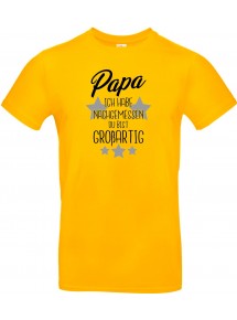 Unisex T Shirt, Papa ich habe nachgemessen du bist Großartig, Familie, gelb, L