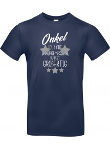 Unisex T Shirt, Onkel ich habe nachgemessen du bist Großartig, Familie, navy, L