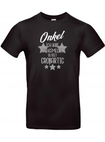 Unisex T Shirt, Onkel ich habe nachgemessen du bist Großartig, Familie, schwarz, L