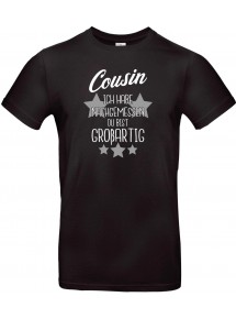 Unisex T Shirt, Cousin ich habe nachgemessen du bist Großartig, Familie, schwarz, L