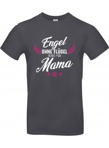 Unisex T Shirt, Engel ohne Flügel nennt man Mama, Familie, grau, L
