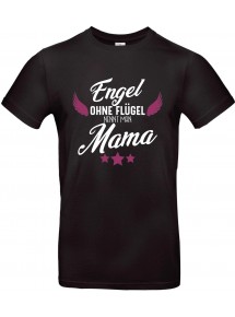 Unisex T Shirt, Engel ohne Flügel nennt man Mama, Familie, schwarz, L