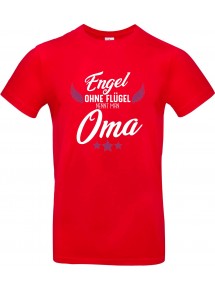 Unisex T Shirt, Engel ohne Flügel nennt man Oma, Familie, rot, L