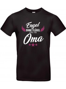Unisex T Shirt, Engel ohne Flügel nennt man Oma, Familie, schwarz, L
