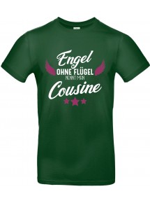 Unisex T Shirt, Engel ohne Flügel nennt man Cousine, Familie, grün, L