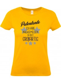 Lady T-Shirt, Patentante ich habe nachgemessen du bist Großartig, Familie gelb, L