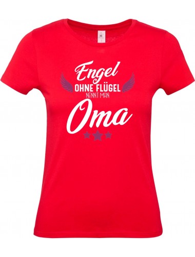 Lady T-Shirt, Engel ohne Flügel nennt man Oma, Familie rot, L