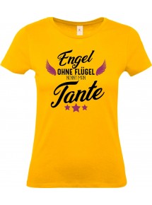 Lady T-Shirt, Engel ohne Flügel nennt man Tante, Familie gelb, L