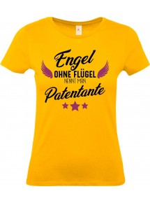 Lady T-Shirt, Engel ohne Flügel nennt man Patentante, Familie gelb, L
