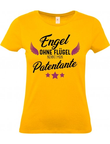 Lady T-Shirt, Engel ohne Flügel nennt man Patentante, Familie gelb, L