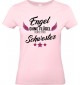 Lady T-Shirt, Engel ohne Flügel nennt man Schwester, Familie rosa, L