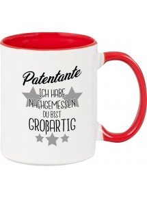 Kaffeepott Becher, Patentante ich habe nachgemessen du bist Großartig, Tasse Kaffee Tee, rot