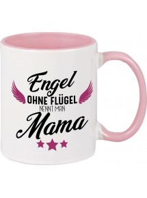 Kaffeepott Becher, Engel ohne Flügel nennt man Mama, Tasse Kaffee Tee, rosa
