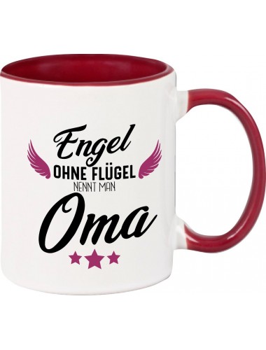 Kaffeepott Becher, Engel ohne Flügel nennt man Oma, Tasse Kaffee Tee, burgundy
