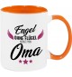 Kaffeepott Becher, Engel ohne Flügel nennt man Oma, Tasse Kaffee Tee, orange