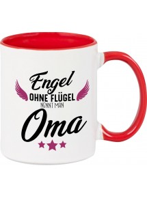Kaffeepott Becher, Engel ohne Flügel nennt man Oma, Tasse Kaffee Tee, rot