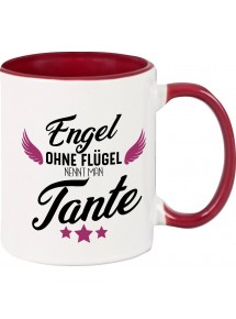 Kaffeepott Becher, Engel ohne Flügel nennt man Tante, Tasse Kaffee Tee, burgundy
