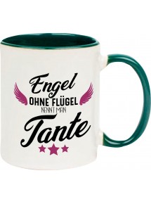 Kaffeepott Becher, Engel ohne Flügel nennt man Tante, Tasse Kaffee Tee, gruen