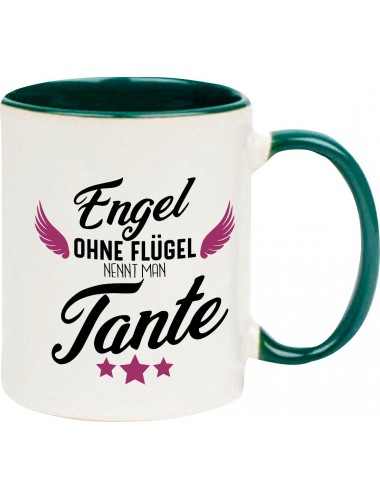 Kaffeepott Becher, Engel ohne Flügel nennt man Tante, Tasse Kaffee Tee, gruen