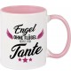 Kaffeepott Becher, Engel ohne Flügel nennt man Tante, Tasse Kaffee Tee, rosa