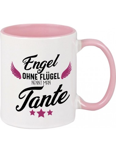 Kaffeepott Becher, Engel ohne Flügel nennt man Tante, Tasse Kaffee Tee, rosa