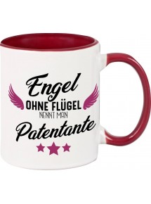 Kaffeepott Becher, Engel ohne Flügel nennt man Patentante, Tasse Kaffee Tee, burgundy