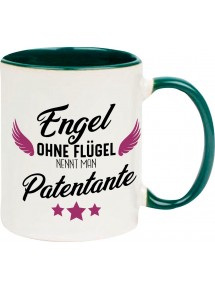 Kaffeepott Becher, Engel ohne Flügel nennt man Patentante, Tasse Kaffee Tee, gruen