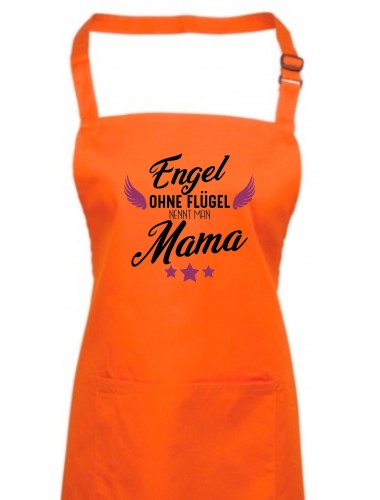 Kochschürze, Engel ohne Flügel nennt man Mama, Schürze Latzschürze, orange