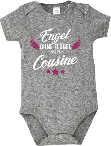 Baby Body Engel ohne Flügel nennt man Cousine, Familie, grau, 12-18 Monate
