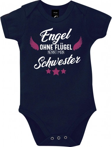 Baby Body Engel ohne Flügel nennt man Schwester, Familie, blau, 12-18 Monate