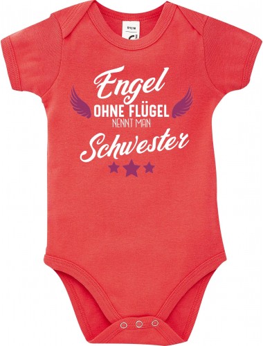Baby Body Engel ohne Flügel nennt man Schwester, Familie, rot, 12-18 Monate