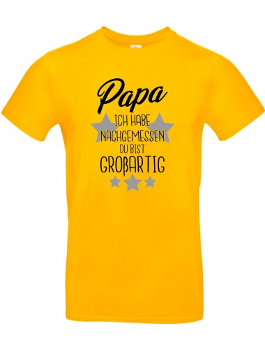 Kinder-Shirt Typo Papa ich habe nachgemessen du bist Großartig, Familie, gelb, 104
