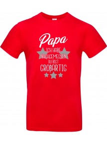 Kinder-Shirt Typo Papa ich habe nachgemessen du bist Großartig, Familie, rot, 104