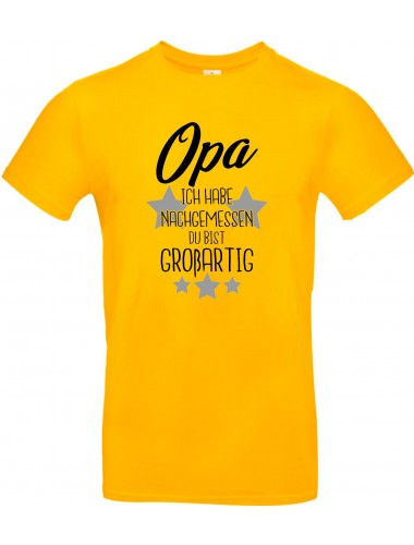 Kinder-Shirt Typo Opa ich habe nachgemessen du bist Großartig, Familie, gelb, 104