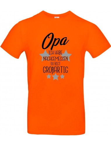 Kinder-Shirt Typo Opa ich habe nachgemessen du bist Großartig, Familie, orange, 104