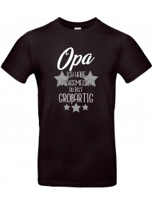 Kinder-Shirt Typo Opa ich habe nachgemessen du bist Großartig, Familie, schwarz, 104