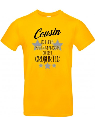 Kinder-Shirt Typo Cousin ich habe nachgemessen du bist Großartig, Familie, gelb, 104
